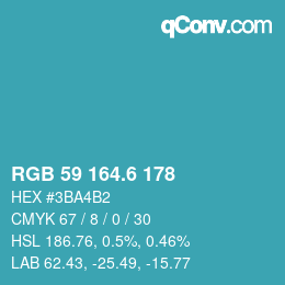 カラーコード: RGB 59 164.6 178 | qconv.com