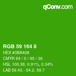 Color code: RGB 59 164 8 | qconv.com