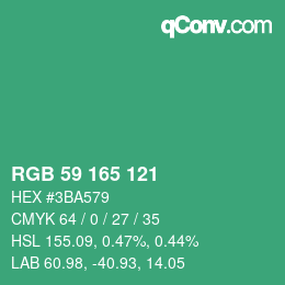 Color code: RGB 59 165 121 | qconv.com