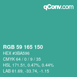 Color code: RGB 59 165 150 | qconv.com