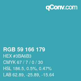 Color code: RGB 59 166 179 | qconv.com