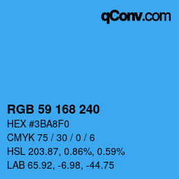 Color code: RGB 59 168 240 | qconv.com
