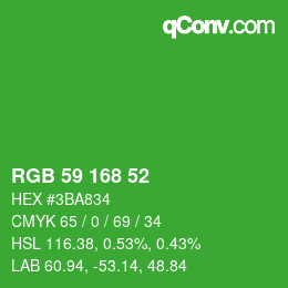 颜色代码: RGB 59 168 52 | qconv.com