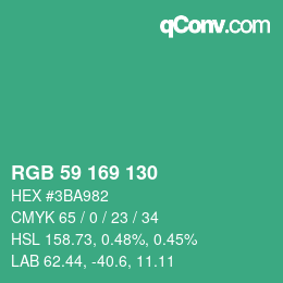 Color code: RGB 59 169 130 | qconv.com