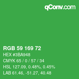 カラーコード: RGB 59 169 72 | qconv.com