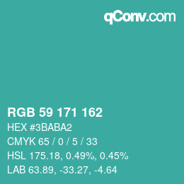 Color code: RGB 59 171 162 | qconv.com