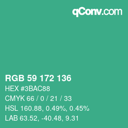 カラーコード: RGB 59 172 136 | qconv.com