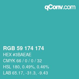 Color code: RGB 59 174 174 | qconv.com