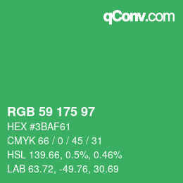 Color code: RGB 59 175 97 | qconv.com