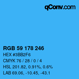Color code: RGB 59 178 246 | qconv.com