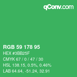 Color code: RGB 59 178 95 | qconv.com