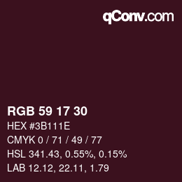 Farbcode: RGB 59 17 30 | qconv.com