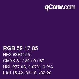 颜色代码: RGB 59 17 85 | qconv.com