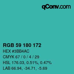 Color code: RGB 59 180 172 | qconv.com