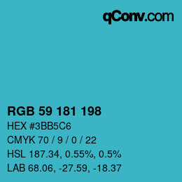 Color code: RGB 59 181 198 | qconv.com
