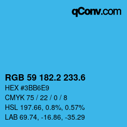 カラーコード: RGB 59 182.2 233.6 | qconv.com