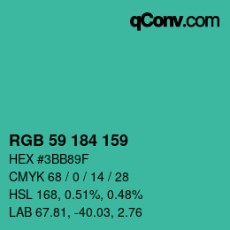 カラーコード: RGB 59 184 159 | qconv.com
