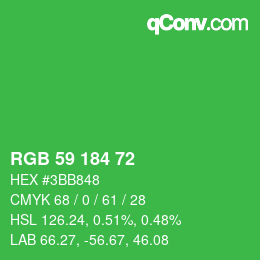 Color code: RGB 59 184 72 | qconv.com