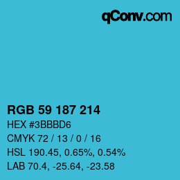 Color code: RGB 59 187 214 | qconv.com