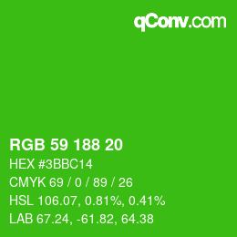 Color code: RGB 59 188 20 | qconv.com