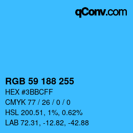 Color code: RGB 59 188 255 | qconv.com