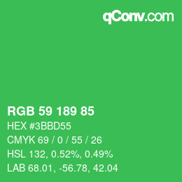 カラーコード: RGB 59 189 85 | qconv.com