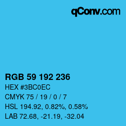 カラーコード: RGB 59 192 236 | qconv.com