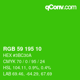 カラーコード: RGB 59 195 10 | qconv.com