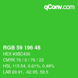 カラーコード: RGB 59 196 48 | qconv.com