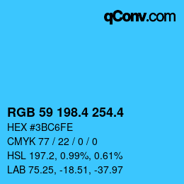 カラーコード: RGB 59 198.4 254.4 | qconv.com