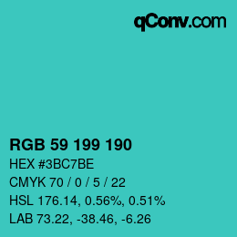 Color code: RGB 59 199 190 | qconv.com