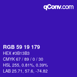 カラーコード: RGB 59 19 179 | qconv.com