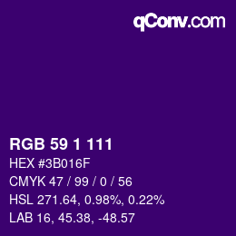 Color code: RGB 59 1 111 | qconv.com