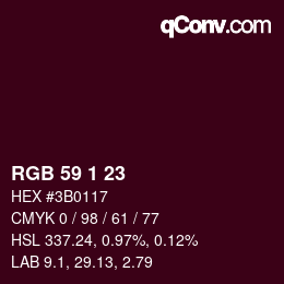Color code: RGB 59 1 23 | qconv.com