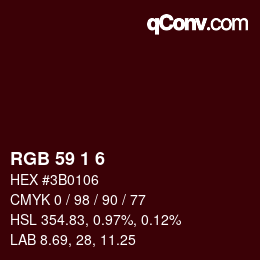 Color code: RGB 59 1 6 | qconv.com