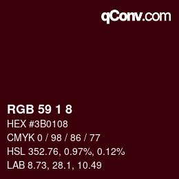 Color code: RGB 59 1 8 | qconv.com