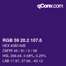 カラーコード: RGB 59 20.2 107.6 | qconv.com