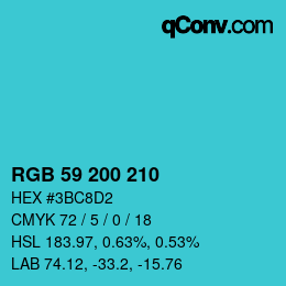 カラーコード: RGB 59 200 210 | qconv.com