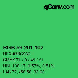 Color code: RGB 59 201 102 | qconv.com