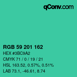 Color code: RGB 59 201 162 | qconv.com