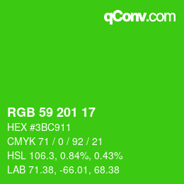 Color code: RGB 59 201 17 | qconv.com