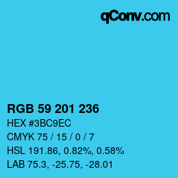 Color code: RGB 59 201 236 | qconv.com