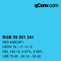 Color code: RGB 59 201 241 | qconv.com