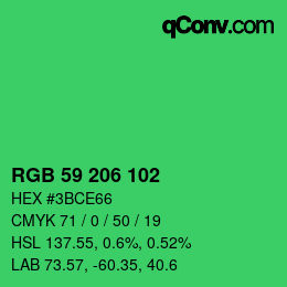 Color code: RGB 59 206 102 | qconv.com