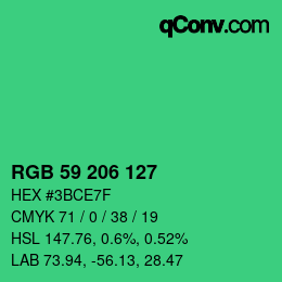 Color code: RGB 59 206 127 | qconv.com