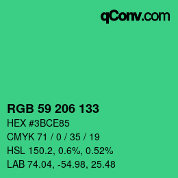 Color code: RGB 59 206 133 | qconv.com