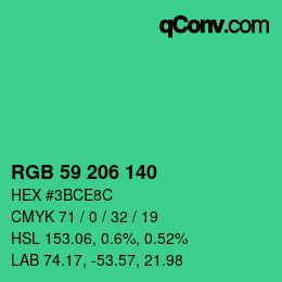 カラーコード: RGB 59 206 140 | qconv.com
