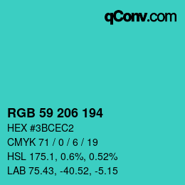 Color code: RGB 59 206 194 | qconv.com