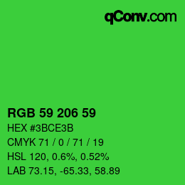 Color code: RGB 59 206 59 | qconv.com