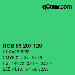 Color code: RGB 59 207 120 | qconv.com